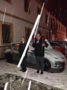 einsetzender Schneefall